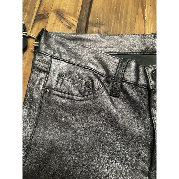 Rag & Bone 100% Lamb Soft Leather Skinny Pants Anthracite Black Size 27 Edgy - Picture 11 of 16